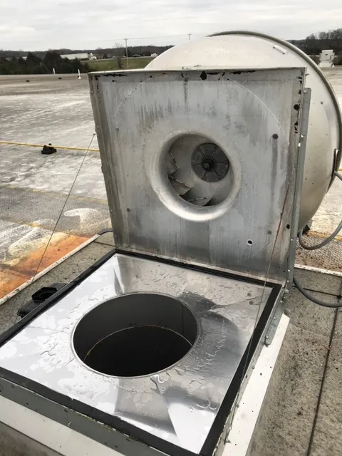 Commercial kitchen exhaust hood after grease removal